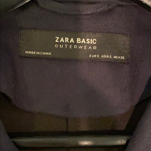 Navy suede cropped bomber jacket w silver hardware - Picture 7 of 8